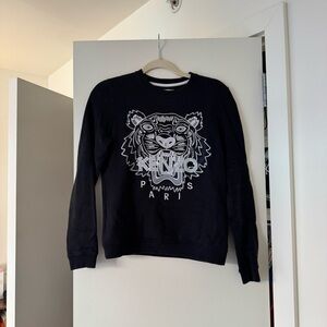 Kenzo Black Crewneck Sweater with Tiger Design
